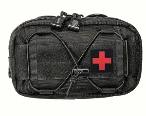Admin Pouch – Compacte EDC Utility Pouch – Zwart – MOLLE Compatible – Rood Kruis Patch