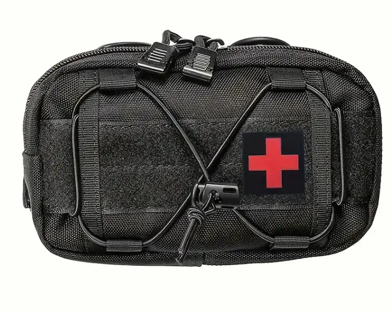 Admin Pouch – Compacte EDC Utility Pouch – Zwart – MOLLE Compatible – Rood Kruis Patch