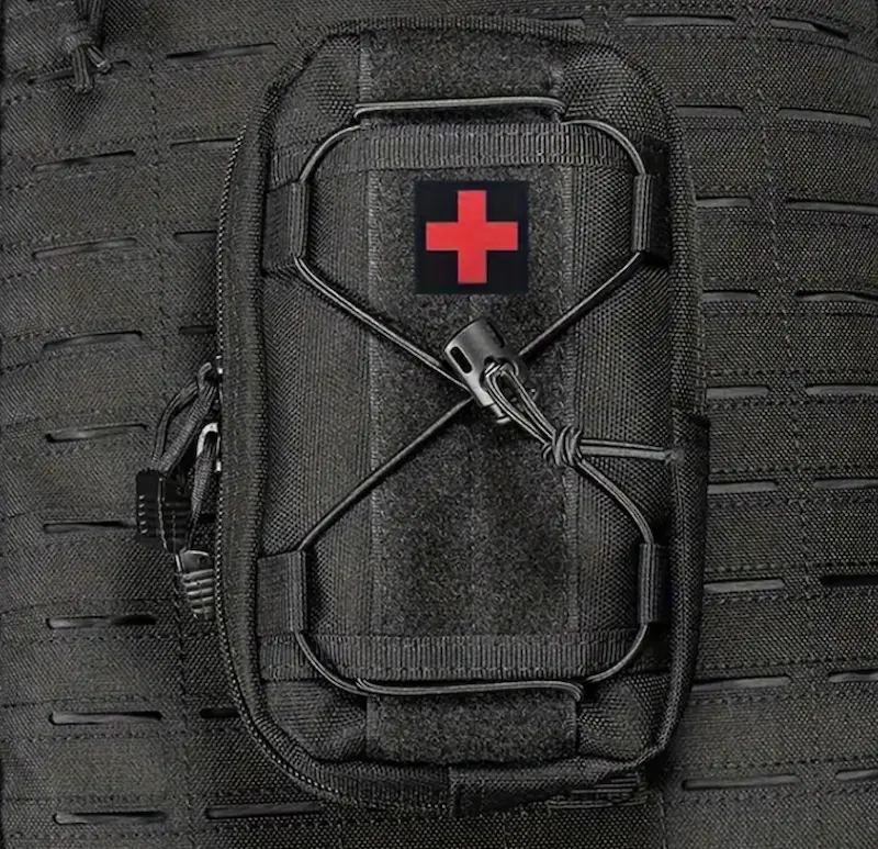 Admin Pouch – Compacte EDC Utility Pouch – Zwart – MOLLE Compatible – Rood Kruis Patch - Afbeelding 2