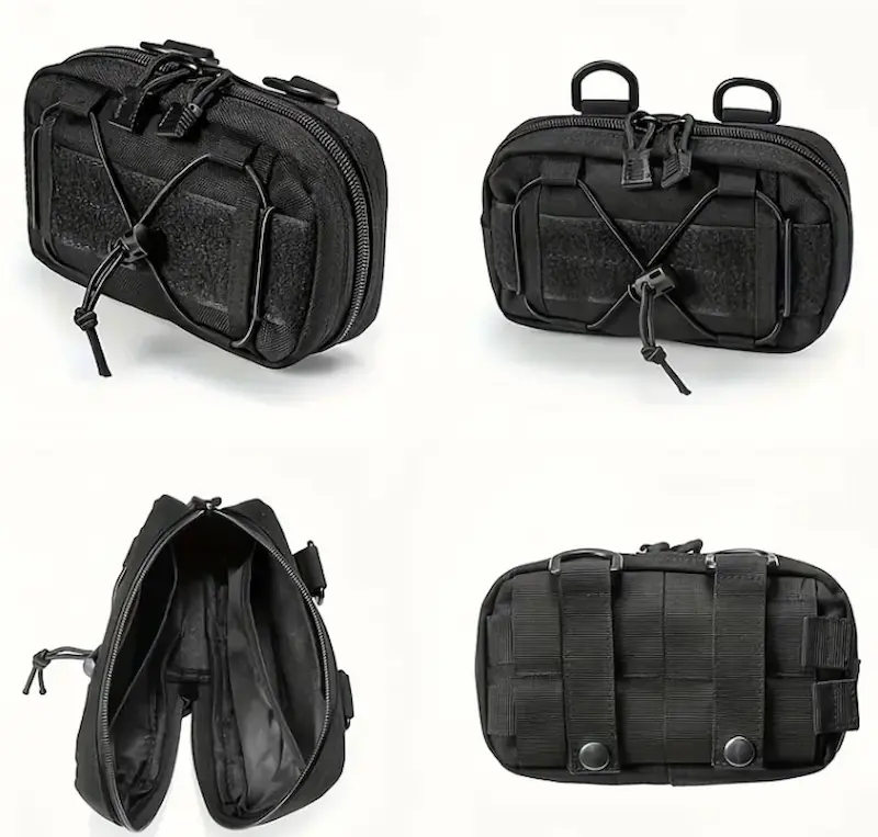 Admin Pouch – Compacte EDC Utility Pouch – Zwart – MOLLE Compatible – Rood Kruis Patch - Afbeelding 3