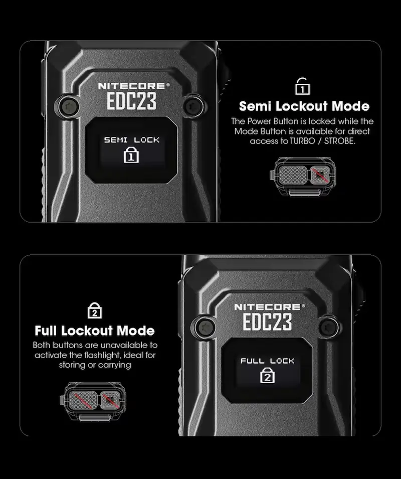 Nitecore EDC23 Oplaadbare Zaklamp – 2500 Lumen – OLED Display – USB-C – Compact & Krachtig - Afbeelding 3