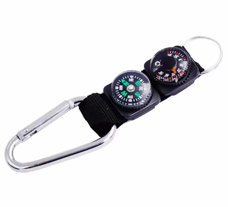 Mini Kompas & Thermometer Sleutelhanger – Met Karabijnhaak – Zwart - Afbeelding 2