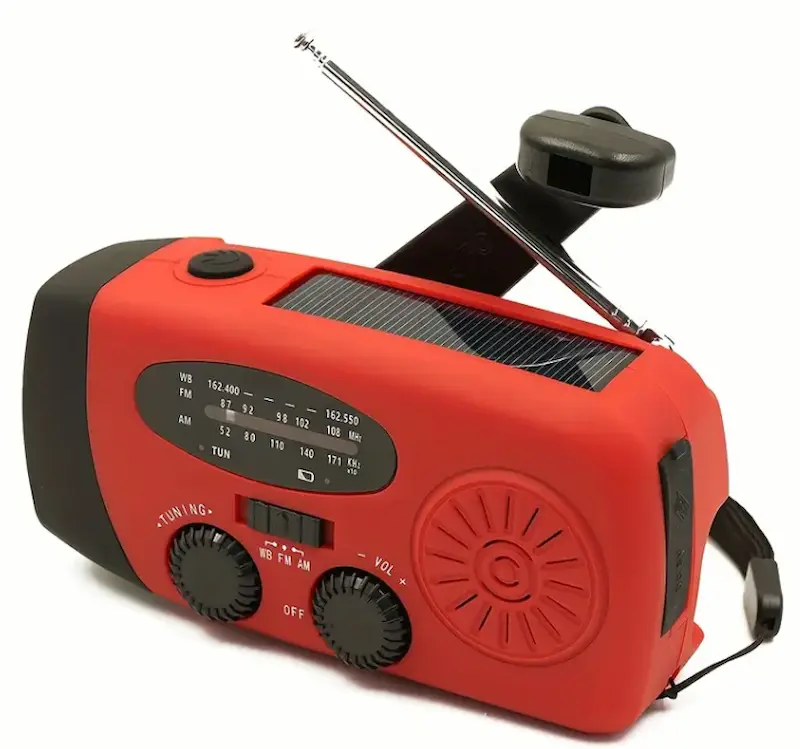 Compacte Noodradio met LED-lamp, Powerbank & Zonnepaneel – AM/FM/NOAA