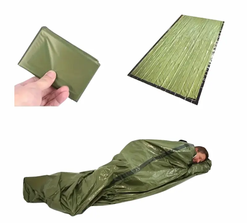Noodslaapzak – Compacte Survival Bivvy met Noodfluitje (Groen, 210x90 cm) - Afbeelding 2