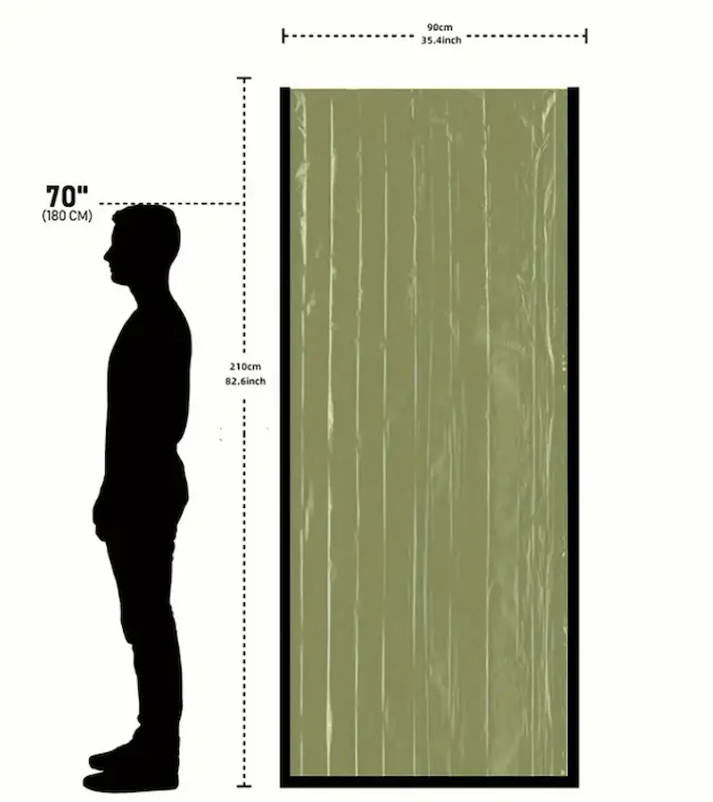 Noodslaapzak – Compacte Survival Bivvy met Noodfluitje (Groen, 210x90 cm) - Afbeelding 3