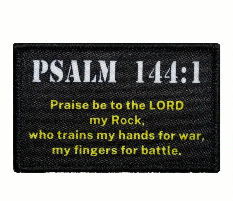 Patch – Psalm 144:1 – Tactisch Morale Patch met Velcro – 8x5 cm