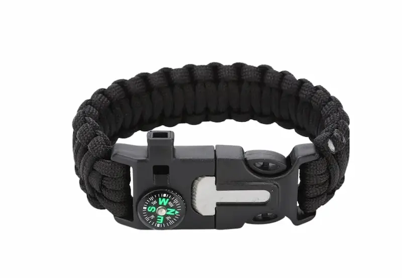 Survival Armband 5-in-1 – Paracord met Vuurstarter, Kompas & Fluitje – Zwart