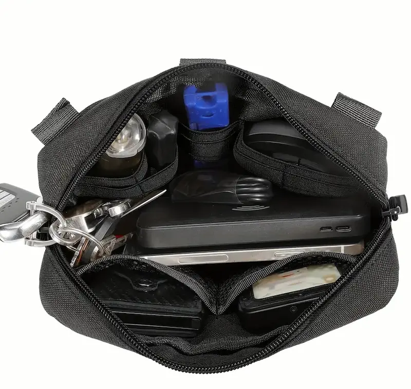 Tactische Admin Pouch – Zwart – MOLLE Compatible – 21x12x6 cm – Elastische Lussen & Ritsvak - Afbeelding 3