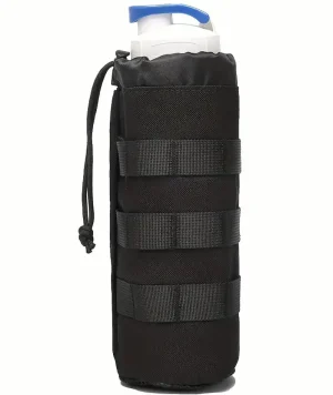 Tactische MOLLE Waterfleshouder – Zwart met Mesh Bodem & Trekkoordsluiting