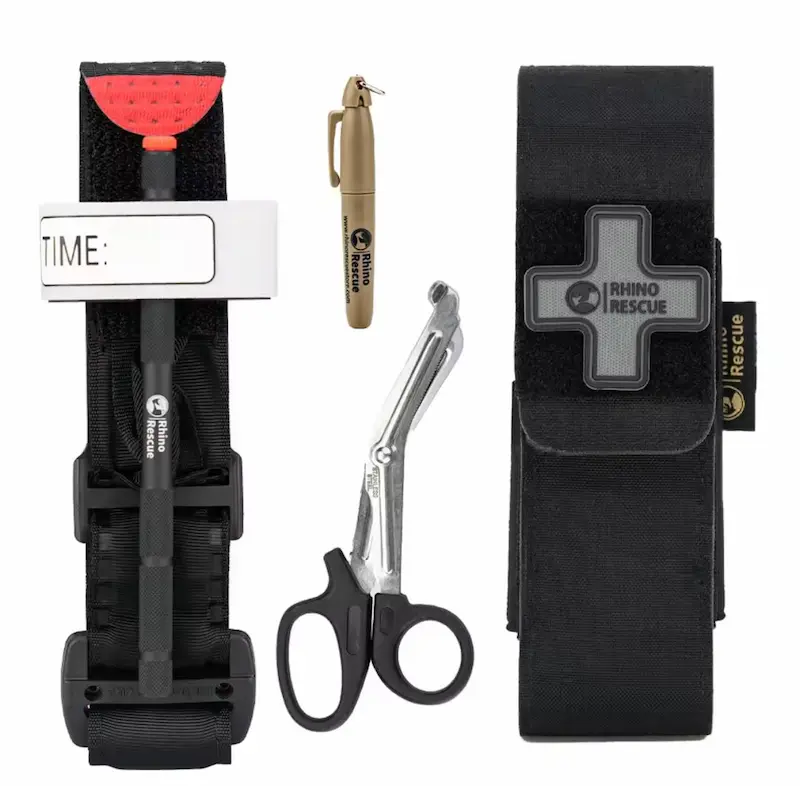 Rhino Rescue Tourniquet Set – Compleet Eerste Hulp Set met Houder, Schaar & Marker