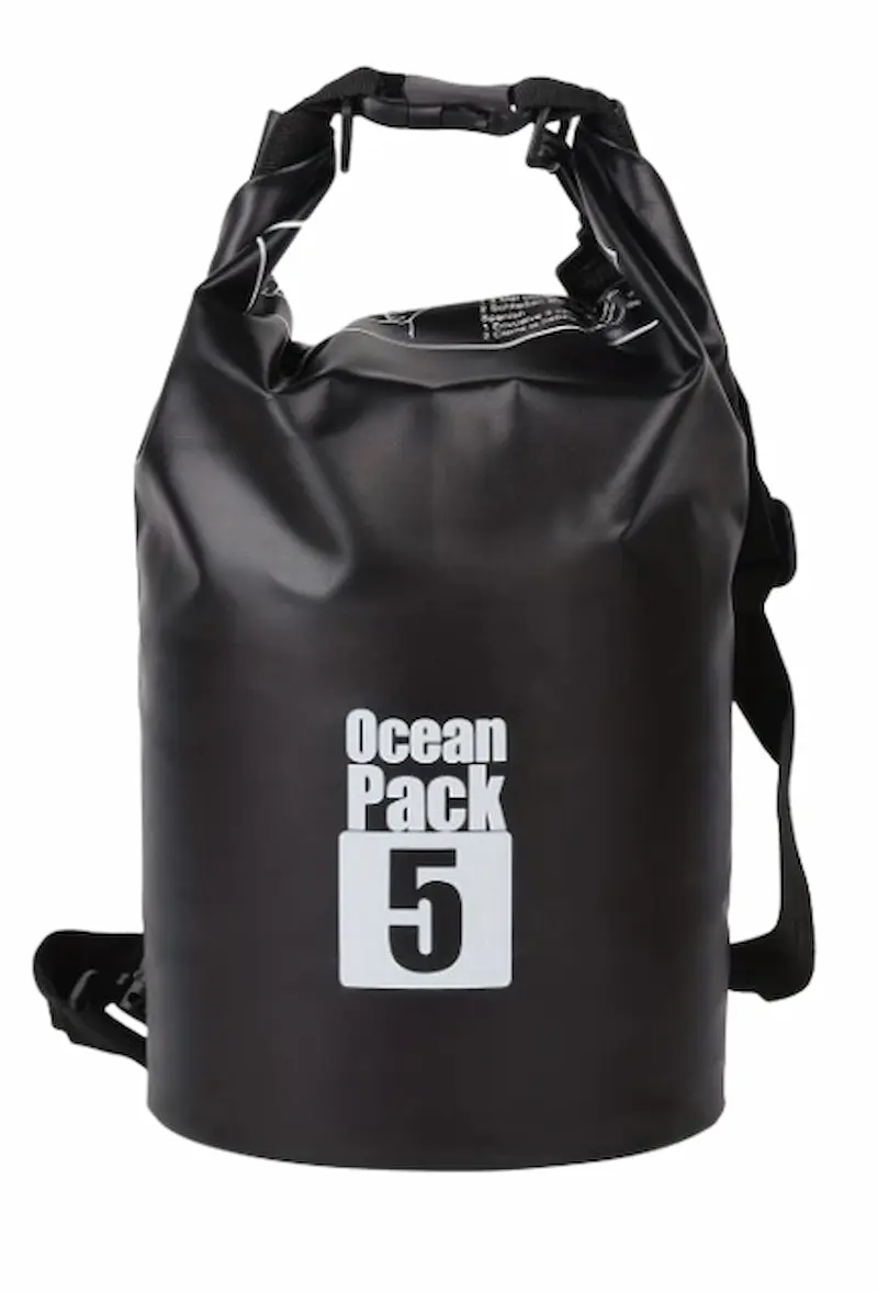 Waterproof Tas 5L – Dry Bag met Schouderband – Zwart – Waterdichte Opbergtas