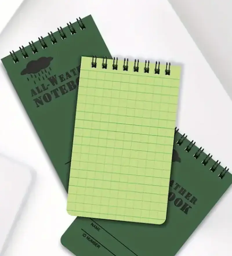 Waterproof Notitieblok – Regenbestendig Outdoor Notitieboekje - Groen of Zwart - Afbeelding 2