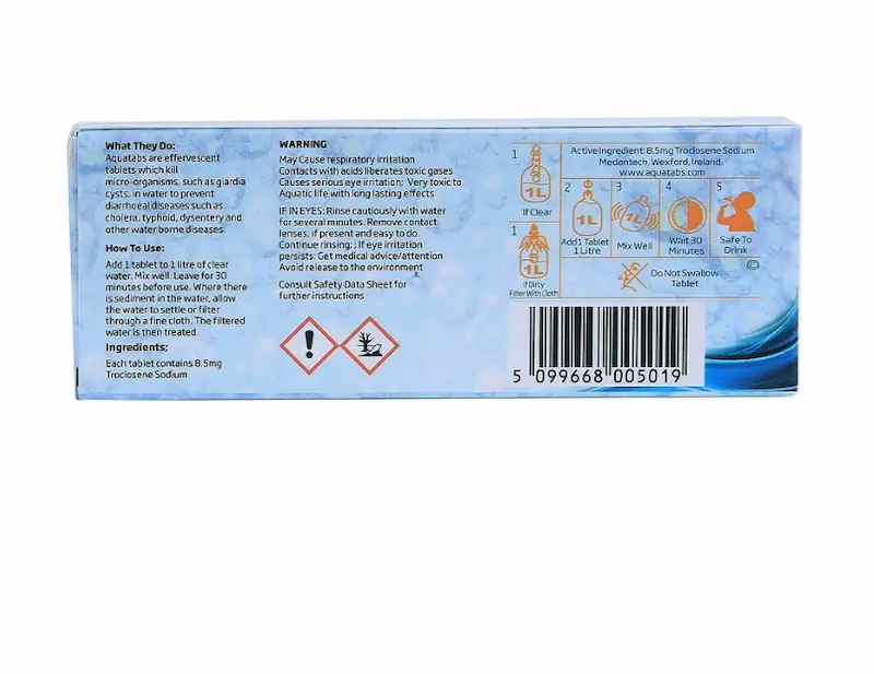 Aquatabs Waterzuiveringstabletten – 50 stuks – Voor veilig drinkwater onderweg - Afbeelding 3