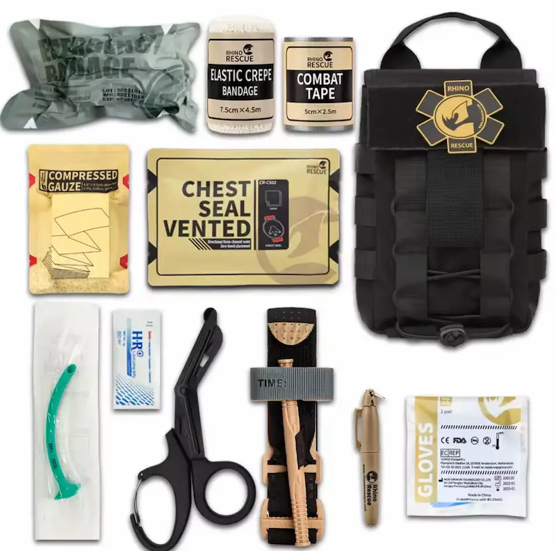 rhino rescue trauma kit zwart molle pouch