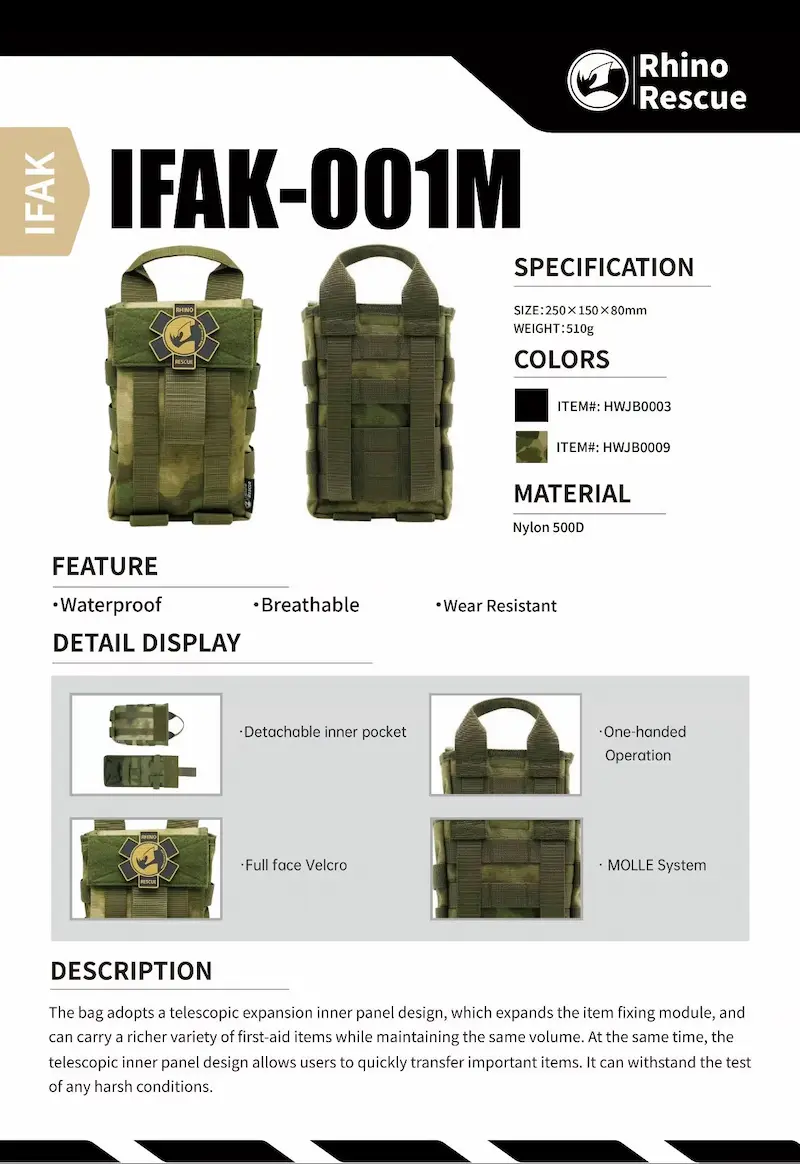 Rhino Rescue Trauma Kit – Complete Tactische EHBO-set in Zwart MOLLE Pouch - Afbeelding 2