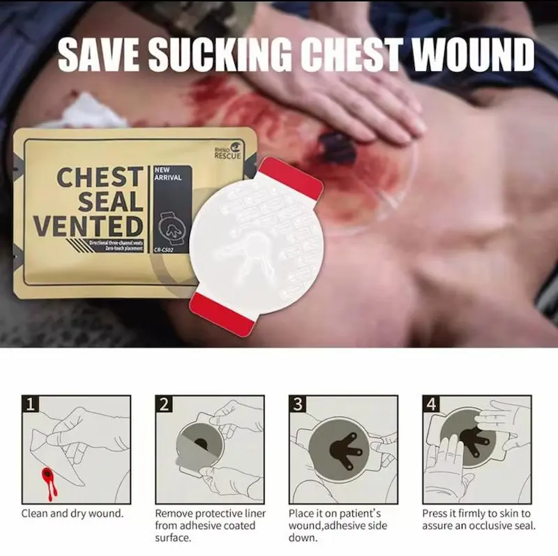 Rhino Rescue Chest Seal – Vented & Non-Vented – Thoraxwond Afsluiter - Afbeelding 2