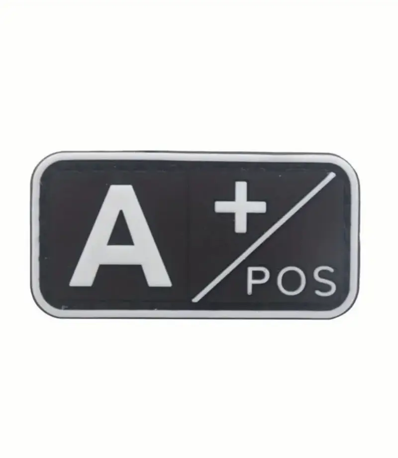 PVC Patch Bloedgroep A+ – zwart/grijs met velcro klittenband