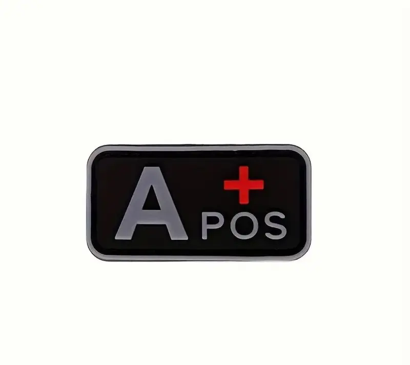 PVC Patch Bloedgroep A+ rood accent – zwart/rood – velcro