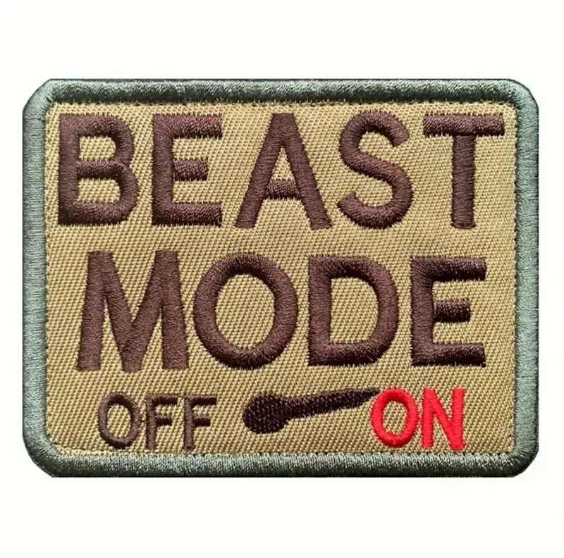 Geborduurde Beast Mode patch – tactische patch met klittenband 8x6 cm