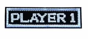 Geborduurde Player 1 patch – zwart wit – 10x2,5 cm – velcro klittenband